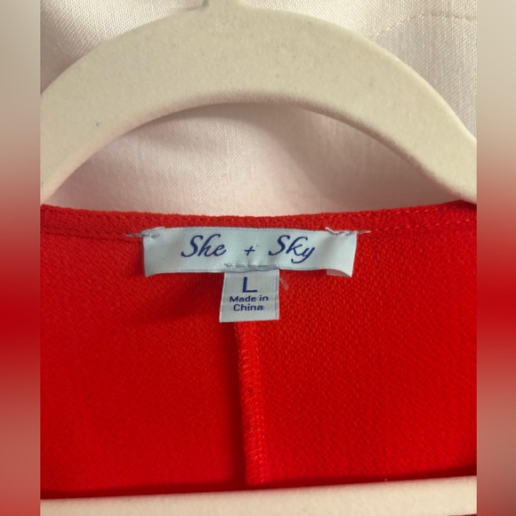 NWOT She + Sky Red Wrap Peplum Blouse - Picture 5 of 5